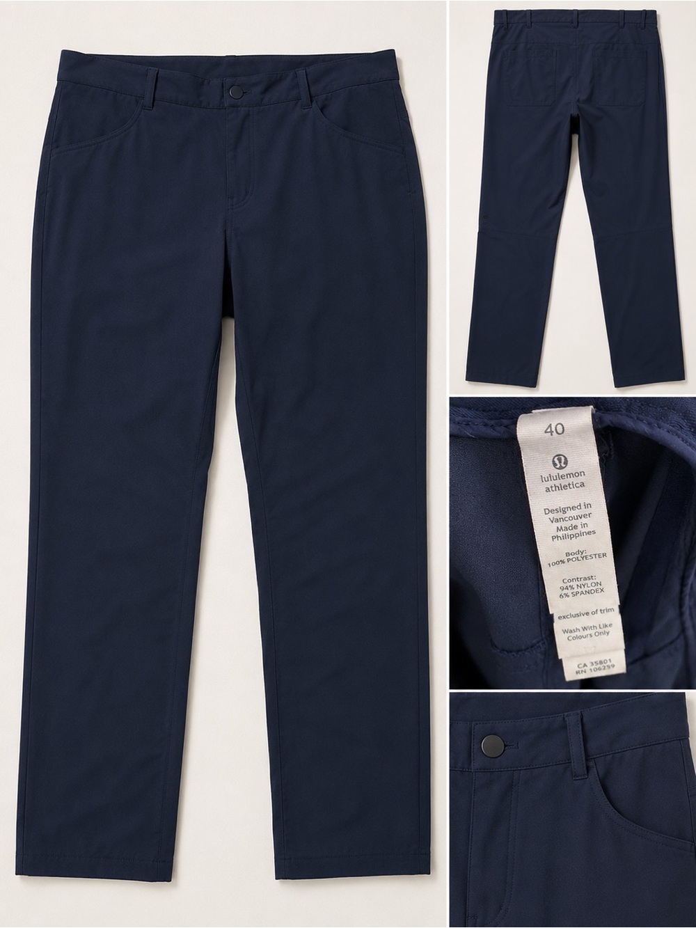 Lululemon Men’s Commission Golf Pants Navy Size 40x34 Stretch Performance
